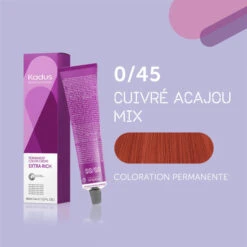 Coloration Permanente 0/45 Cuivré Acajou Mix Kadus 60ML -Soins Capillaires Boutique coloration permanente 045 cuivre acajou mix kadus 60ml 2