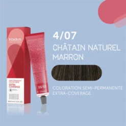 Coloration Semi-permanente Extra Coverage 4/07 Châtain Naturel Marron Kadus 60ML -Soins Capillaires Boutique coloration semi permanente extra coverage 407 chatain naturel marron kadus 60ml 2
