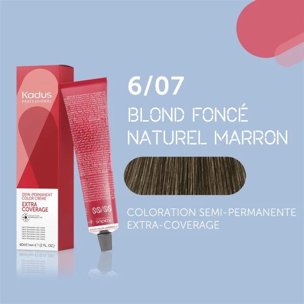 Coloration Semi-permanente Extra Coverage 6/07 Blond Foncé Naturel Marron Kadus 60ML 3 Coloration Semi-permanente Extra Coverage 6/07 Blond Foncé Naturel Marron Kadus 60ML – Image 3