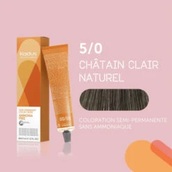 Coloration Semi-permanente Sans Ammoniaque 5/0 Châtain Clair Naturel Kadus 60ML -Soins Capillaires Boutique coloration semi permanente sans ammoniaque 50 chatain clair naturel kadus 60ml 2
